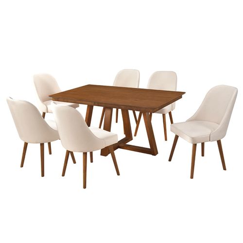 Juego De Comedor Nuria 6 Sillas Beige