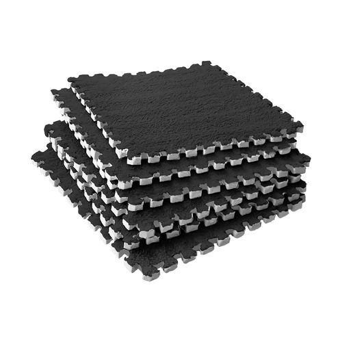 Pack x6 Pisos de Goma Afelpados – Antideslizantes y Lavables, Diseño Armable - Negro