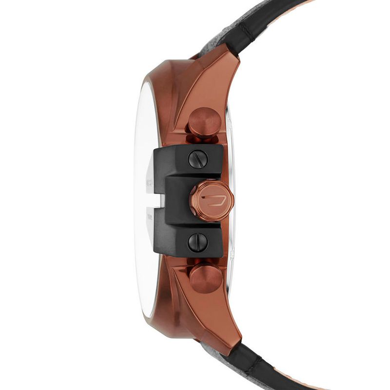 Reloj-Diesel-Mega-Chief-DZ4459-Fecha-Cronometro-Correa-de-Cuero-Negro-Acero-Bronce