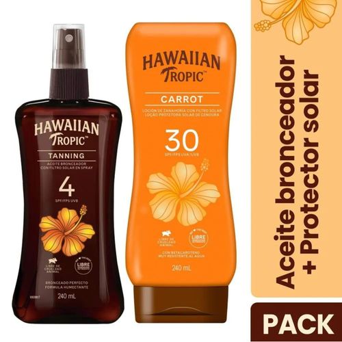 Set Aceite Bronceador FPS 4 240Ml + Aceite Protector FPS 30 240Ml Hawaiian Tropic