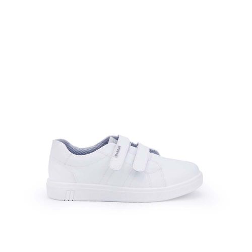 Zapatilla Escolar Unisex Casual ANGEL-078 K Blanco Rabbit Cuero