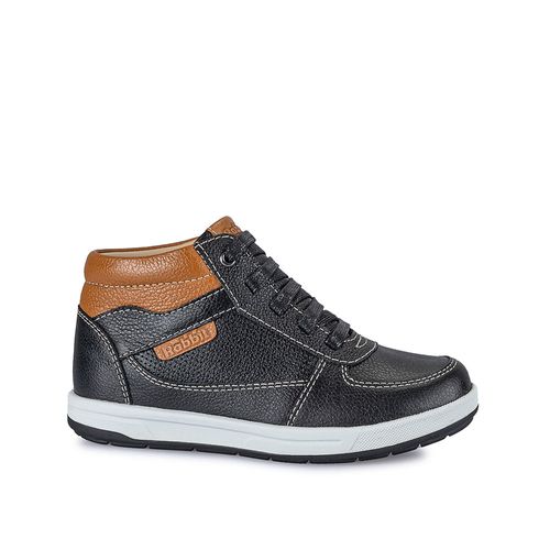 Botin Derby Casual ANGEL-083 Negro Rabbit Cuero