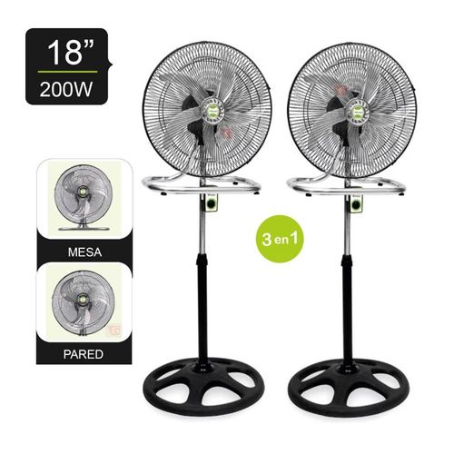 COMBO DE VENTILADORES 3 EN 1 DE 18' BOSSKO BK-8219VING NEGRO 200W - MEGA IMPORT