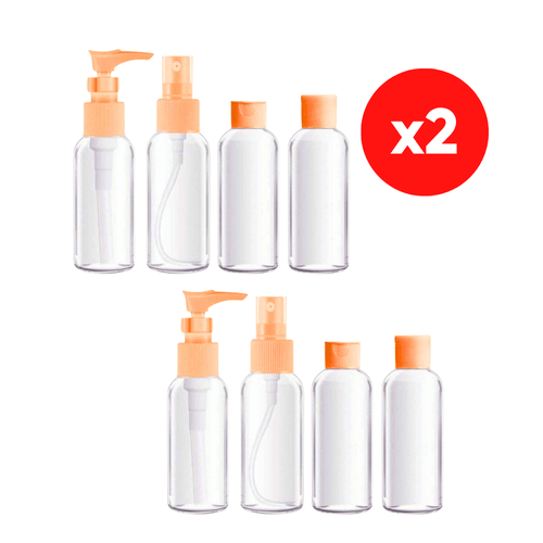 Set de 8 Frascos Pulverizador Contenedor de Aseo para Viaje Naranja