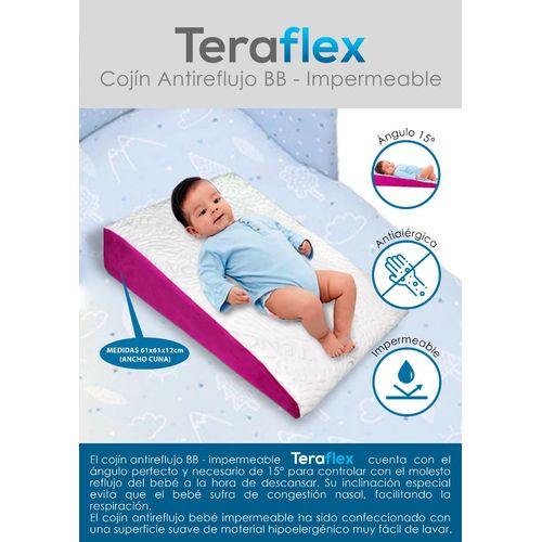 COJIN ANTIREFLUJO BABY IMPERMEABLE FUCSIA TERAFLEX  61x61x12 CM