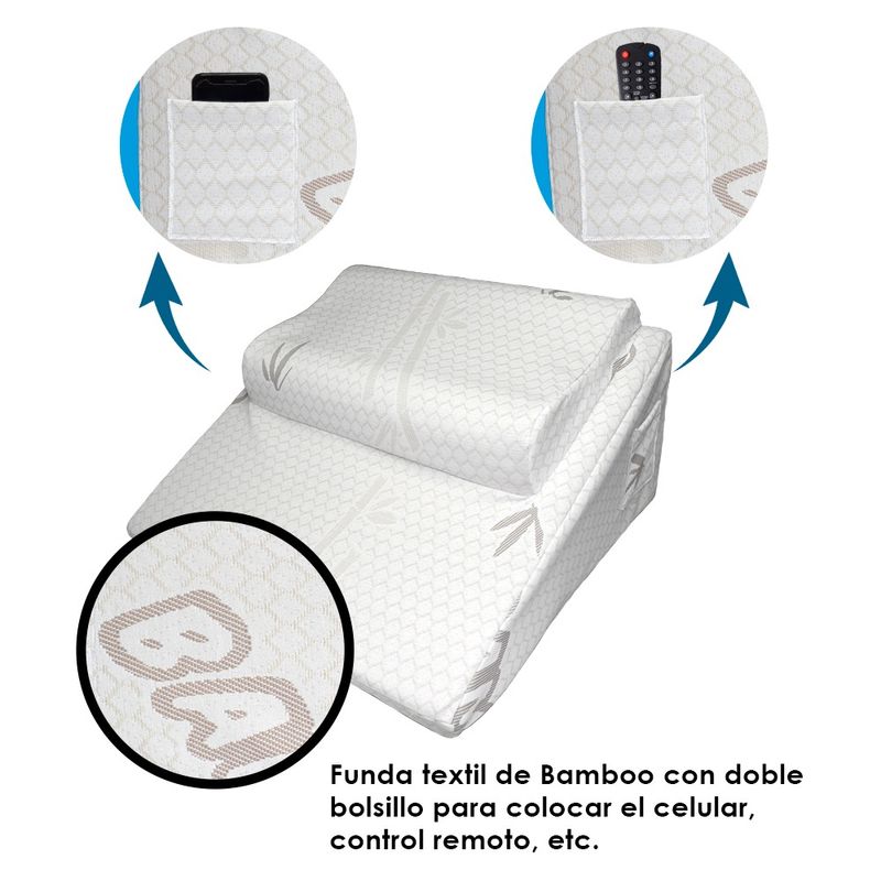 COJIN-ANTIREFLUJO-Y-ALMOHADA-MEMORY-FOAM-BAMBOO--TERAFLEX--64x60x30-CM