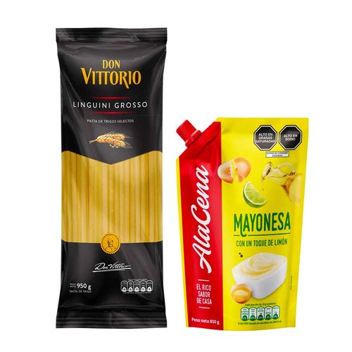 Pack Mayonesa ALACENA Doypack 850g + Fideos Linguini Grosso DON VITTORIO Bolsa 950g