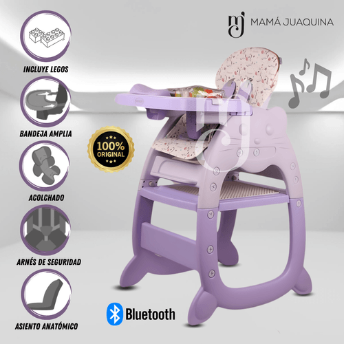 Silla de Comer Escritorio 3 en 1 «MUSICAT» Bluetooth Morado