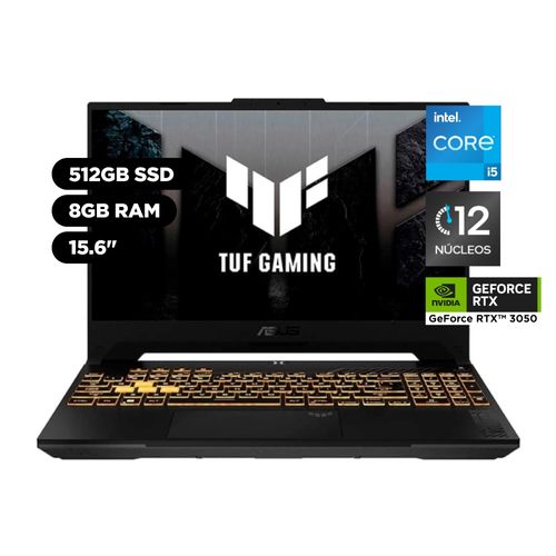 Laptop Gamer Asus TUF F15 Intel Core i5 12a Gen 8GB 512GB SSD NVIDIA RTX3050