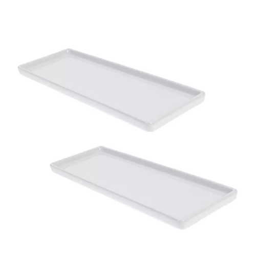 Set 2 Platos Rectangular de Cerámica Blanco de 24cm