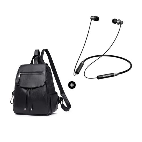 Audífono Lenovo HE05 Bluetooth + Mochila Love Kawai Impermeable Con Llavero