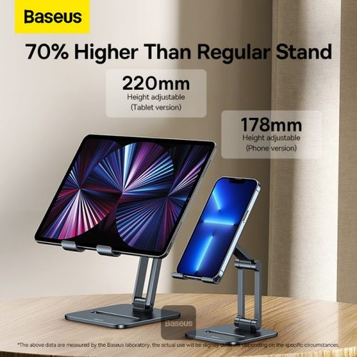 Soporte para celulares Baseus Biaxial Plegable Metal Gris