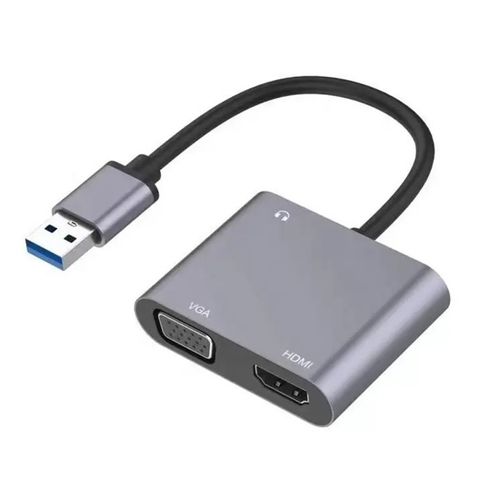 Convertidor Adaptador 3 en 1 Tipo USB 3.0 a HDMI VGA y Audio Windows