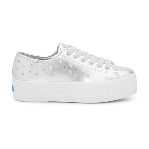 Zapatilla Para Mujer Cuero Triple Up Leather Light Up Plateado Keds