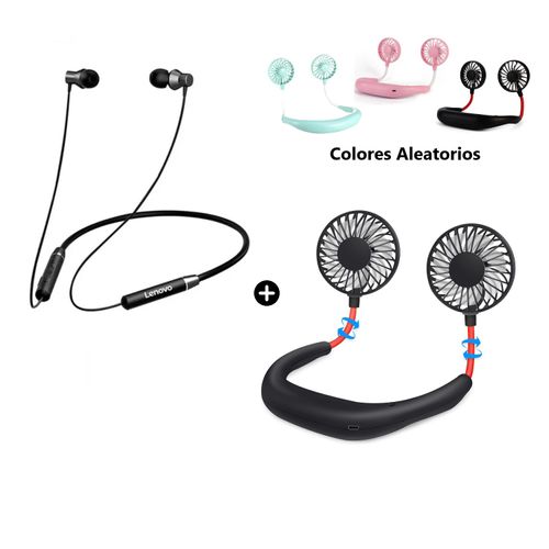 Audífonos Lenovo HE05 Bluetooth + Ventilador Recargable Para Cuello Flexible Portátil Sports Color A