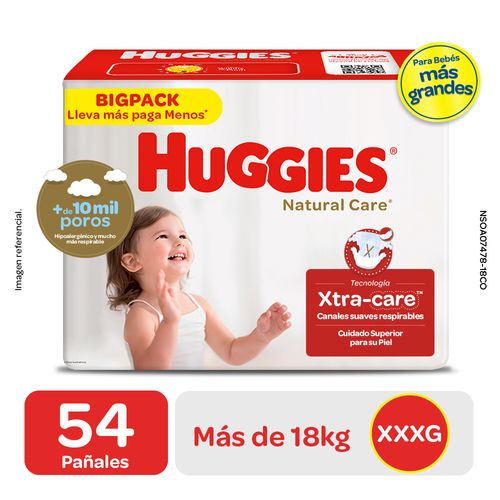 Pañales Huggies Bigpack Natural Care XXXG - Paquete 54 UN