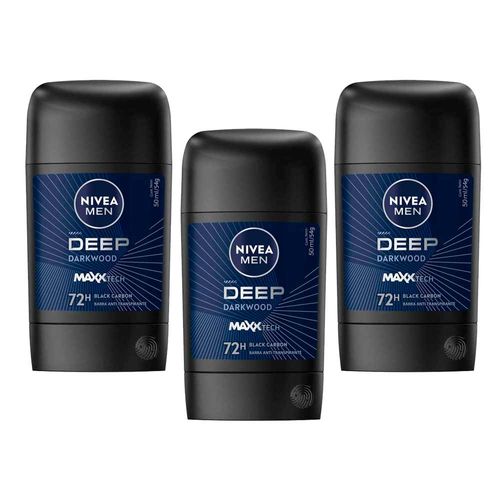 Pack Desodorante en Barra NIVEA Men Deep Darkwood Frasco 54g x3un