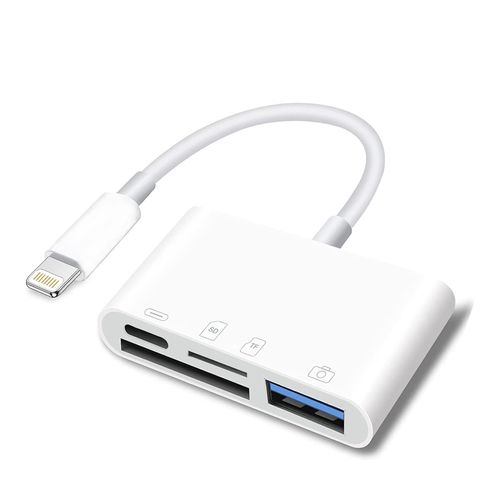 Adaptador Convertidor 4 en 1 Lightning a USB/ SD-TF/ Carga IPhone