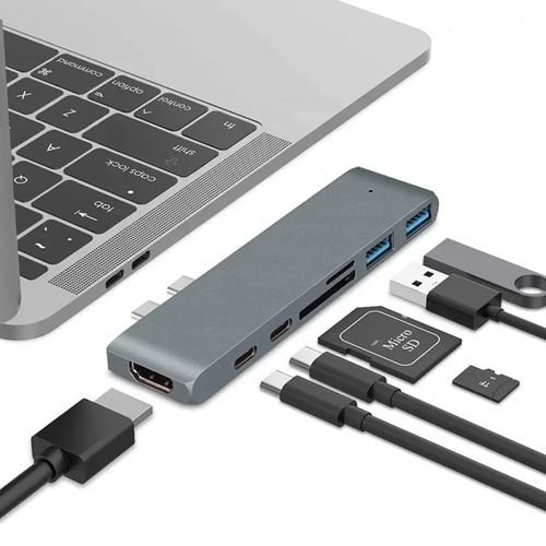 HUB Adaptador Dual Tipo C a 7 Puertos 4K HDMI para Macbook