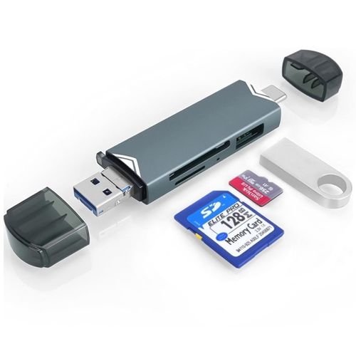 Lector de tarjetas 6 en 1 OTG Memorias SD -TF USB 3.0 /Tipo C /USB