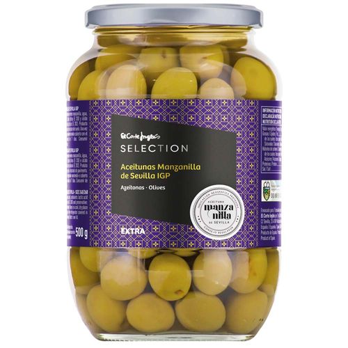 Aceitunas EL CORTE INGLÉS SELECTION Manzanilla Frasco 500g