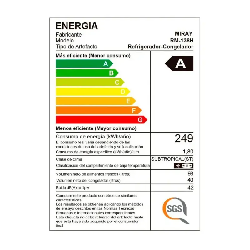 Refrigeradora-Miray-RM-138H-Eurofrio-138L