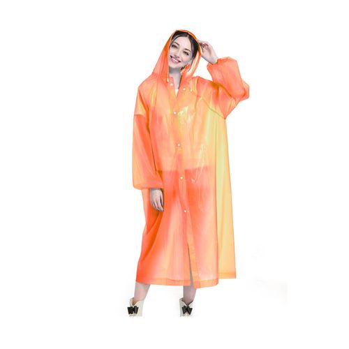 Poncho Para Lluvia Ligero Impermeable con Manga Capucha y Botones - NARANJA