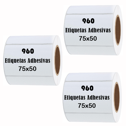 Etiqueta Termica Adhesiva 75x50mm Pack 3 Rollos