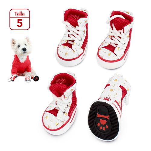 Zapatos para Perros Mascotas Antideslizante Rojo Talla 5 JJ3