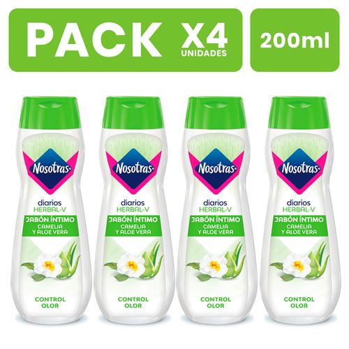 Pack x4 Jabón Íntimo Nosotras Herbal Frasco 200ml