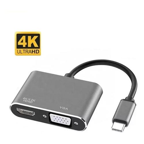 Hub Adaptador Tipo C a Vga y Hdmi 4K Windows Mac Android