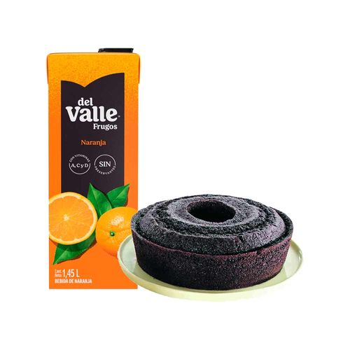 Pack Keke Redondo de Chocolate 1un + Bebida FRUGOS Sabor a Naranja Caja 1.45L