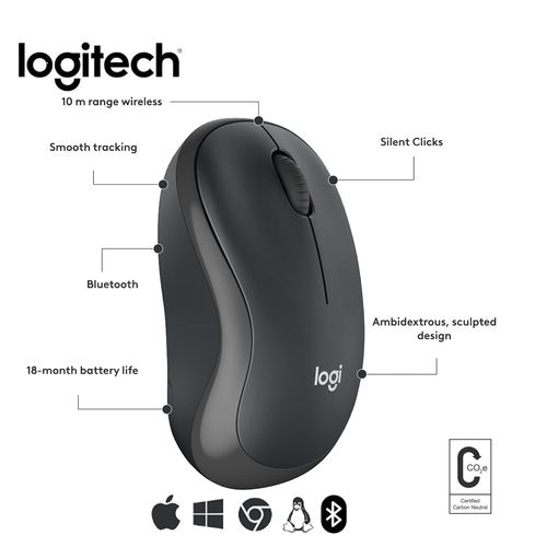 Mouse Logitech M240 Silent Wireless Bt Black (910-007113)