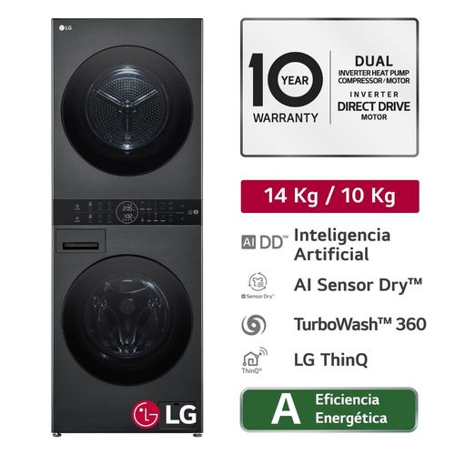 Centro de Lavado LG WK14BS6R.APBGLGP Frontal 14 Kg Negro Plateado