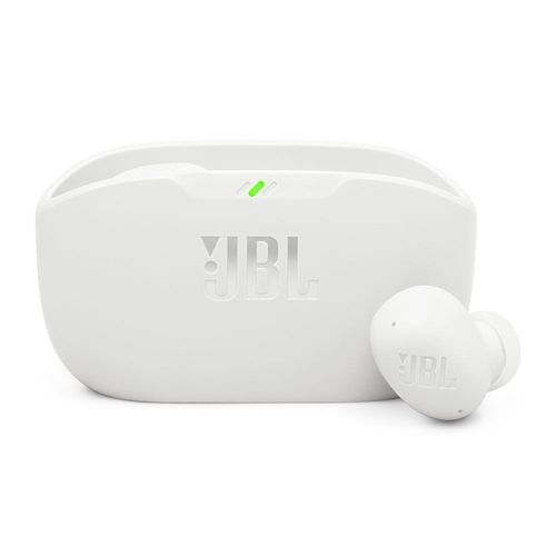 Audífonos bluetooth True Wireless JBL Wave Buds 2 cancelación de ruido, resistente IP54, duración máx. 40 horas con estuche de carga, blanco