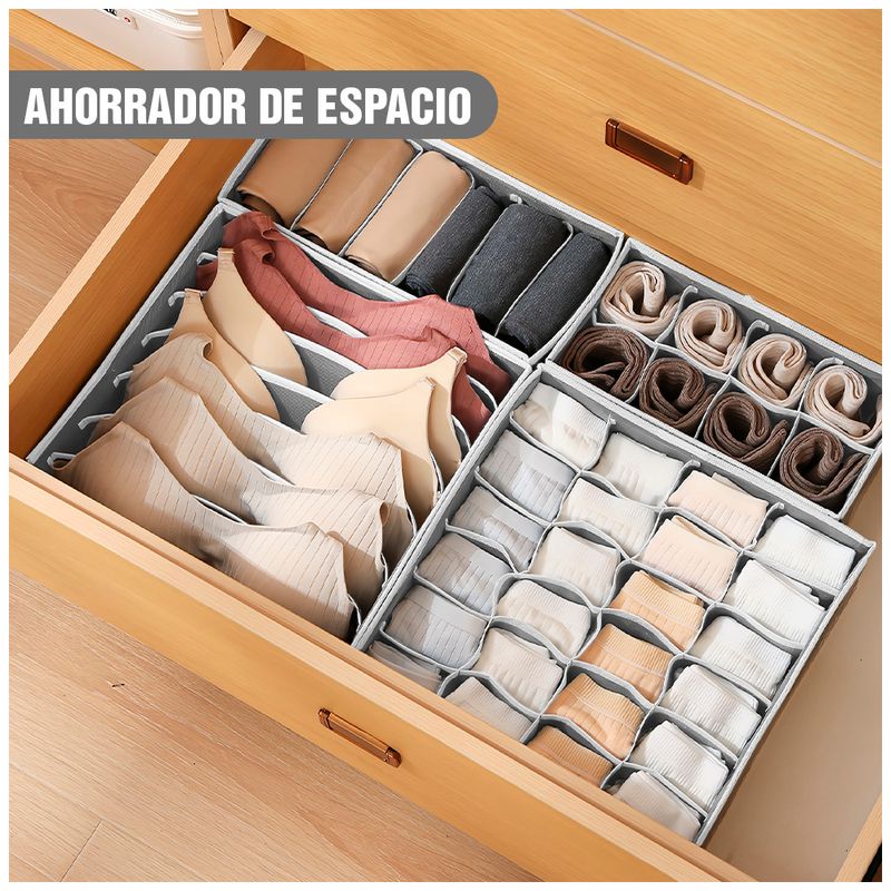 Juego-de-4-Organizadores-de-Ropa-Plegable-para-Cajon-Closet-Plomo-K60