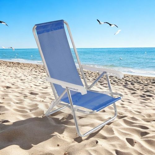 Silla de Playa Reclinable Mor 4 Pos Aluminio Sannet Azul