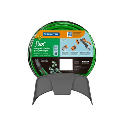 Manguera Tramontina Flex 4 Capas PVC 10m Verde con soporte