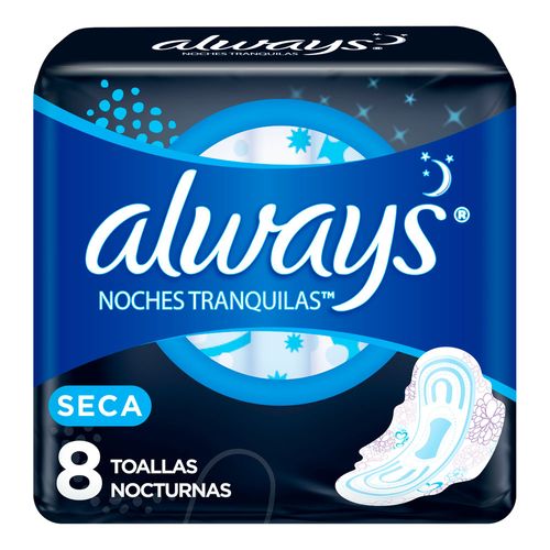 Toallas Higiénicas Always Noches Tranquilas Cubierta Seca - Bolsa 8 UN