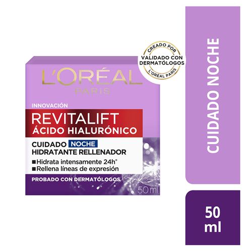 Crema de Noche Revitalift L'Oréal Paris Skin Care Ácido Hialurónico - Pote 50 ML