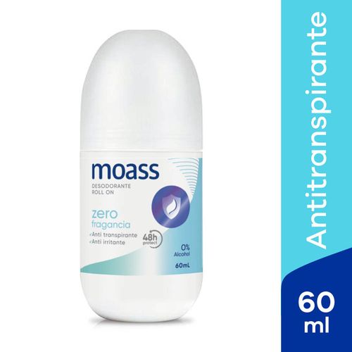 Antitranspirante Moass Roll-On Woman Zero Fragancia - Frasco 60 ML