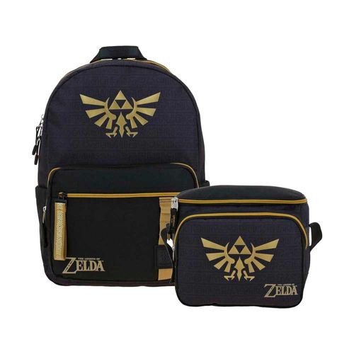 Pack Mochila Negra ZELDA + Lonchera Negra ZELDA