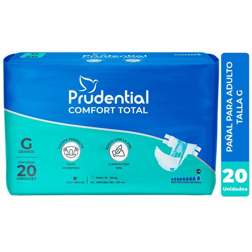 Pañal de Incontinencia PRUDENTIAL Confort Total Talla G Paquete 20un