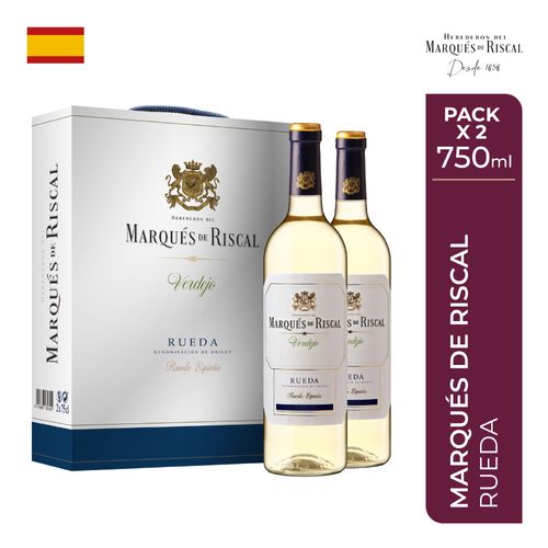 Vino Blanco MARQUÉS DE RISCAL Verdejo Seco Botella 750ml Pack 2un