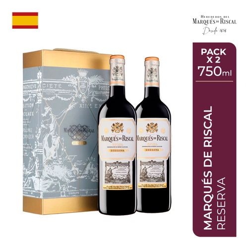 Vino Tinto MARQUÉS DE RISCAL Tempranillo Reserva Botella 750ml Pack 2un