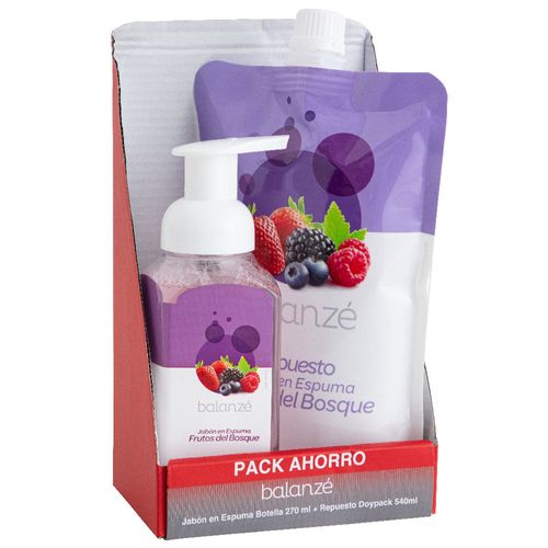 Pack BALANZÉ Jabón en Espuma Frutos del Bosque Doypack 540ml + Botella 270ml