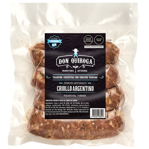 Chorizo Criollo Argentino DON QUIROGA Paquete 420g