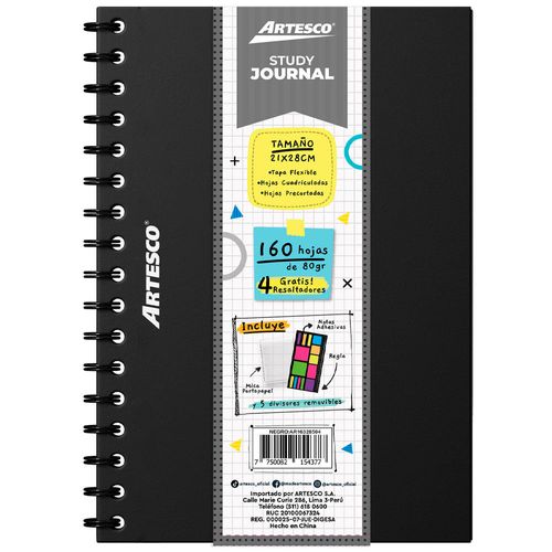 Study Journal Negro - Resalt ARTESCO x4 Unidades