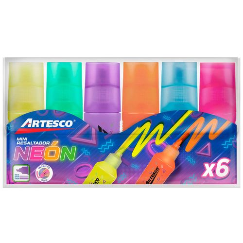Resaltador Mini Grip Neon ARTESCO x6 Unidades
