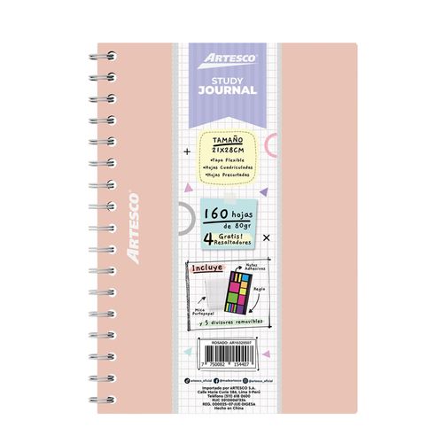 Study Journal Rosado - Resalt ARTESCO x4 Unidades